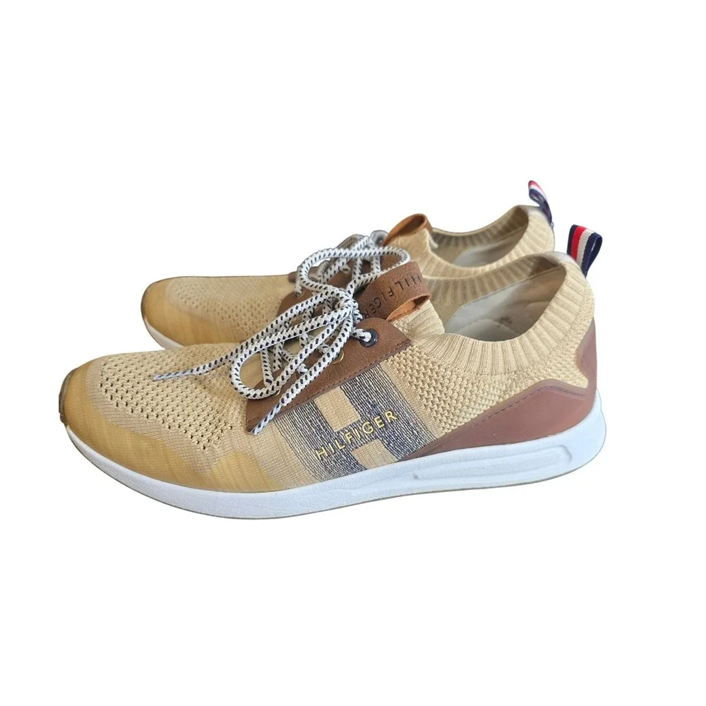 Tommy Hilfiger Mens Lew Sneaker Tan Knit‎ Mesh Lace Up 11
